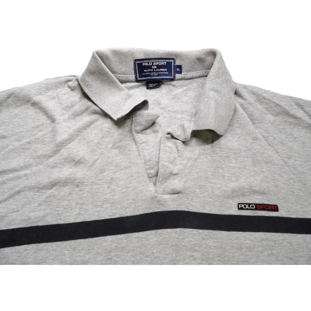 VTG 90s Polo Sport Ralph Lauren Gray Magnetic Collar Shirt Men XL Logo Casual LE